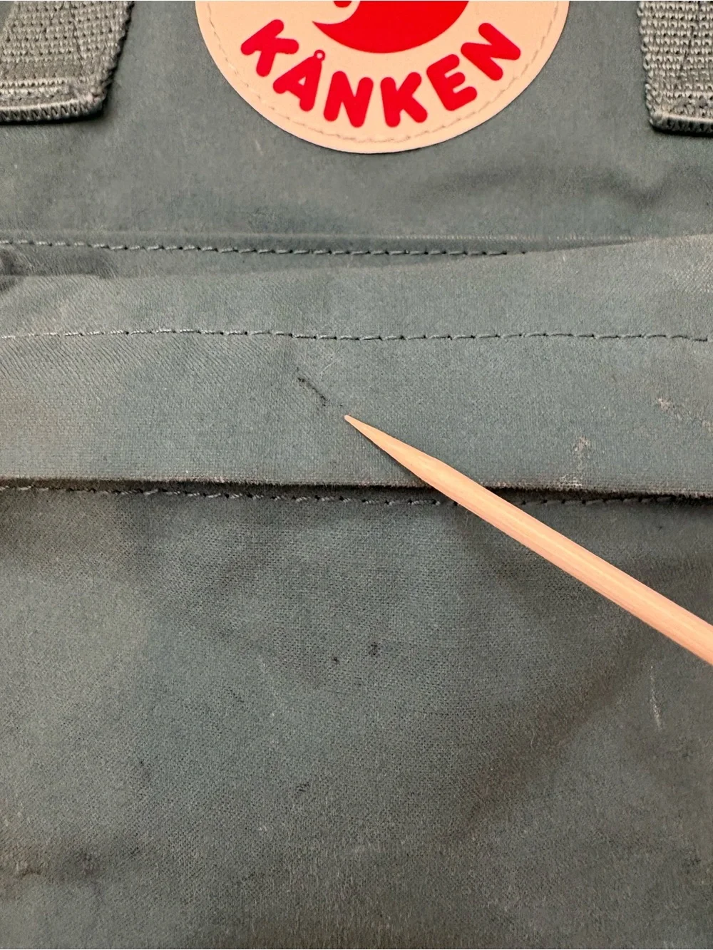 Fjallraven Kanken Mini Backpack in Sage Green with Red Logo